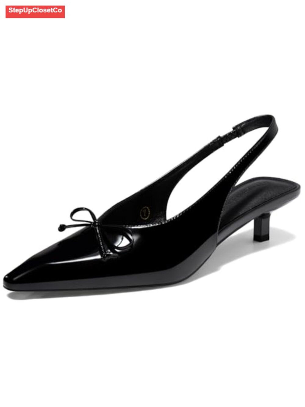 Women's Slingback Kitten Low Heels Closed Toe Bow Tie Slip On Dress Shoes Pumps